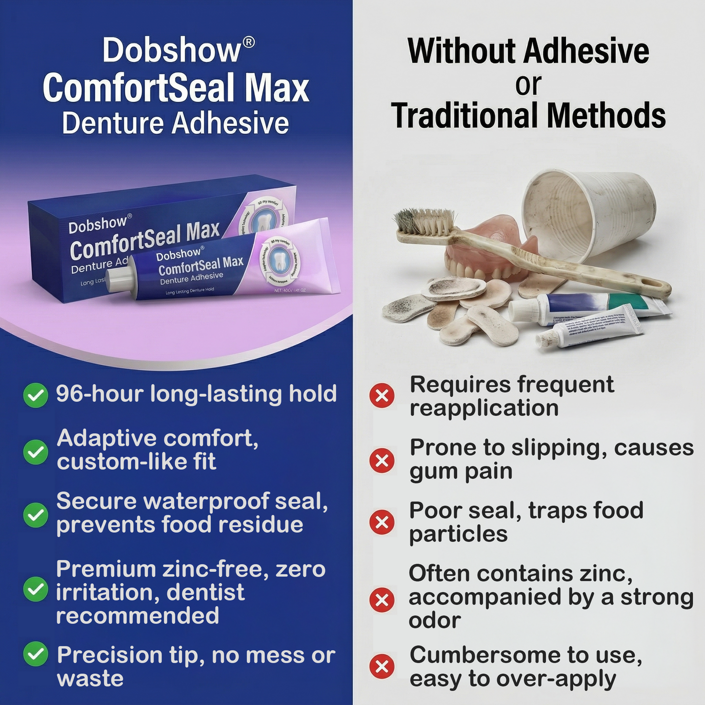 `Dobshow® ComfortSeal Max Denture Adhesive