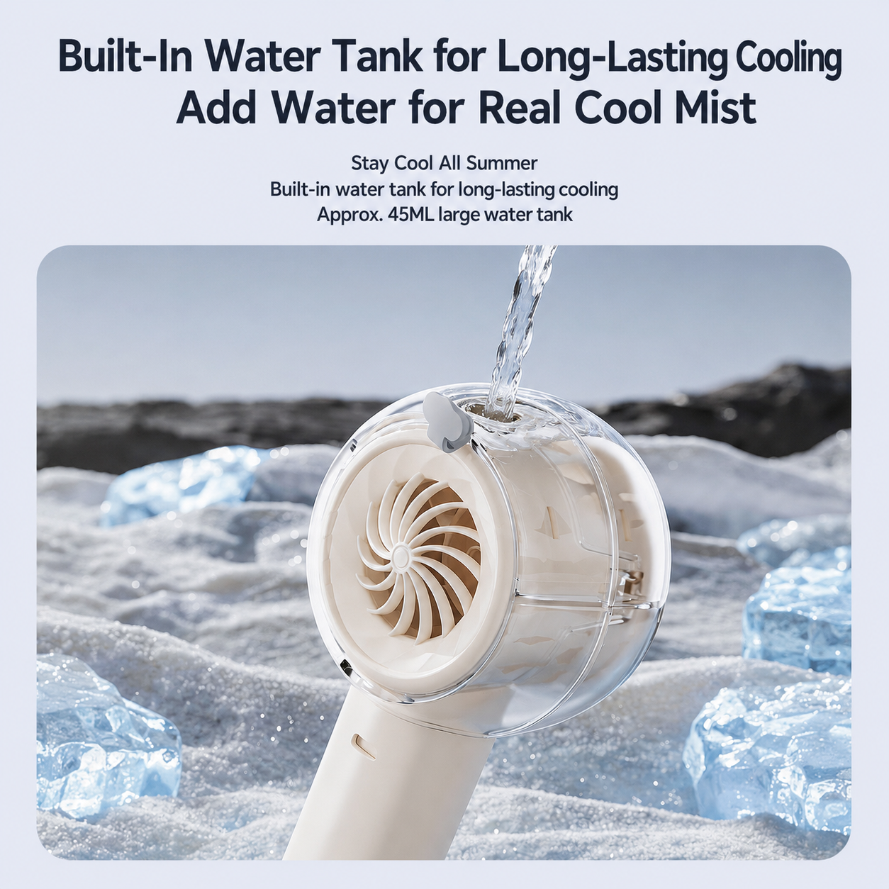 Billhol® Portable Handheld Misting Fan – Compact, Quiet, Rechargeable, and Outdoor-Friendly with Turbo Cooling Technology