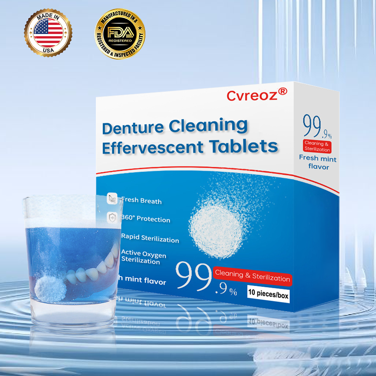 `Cvreoz® Denture Cleaning Effervescent Tablets