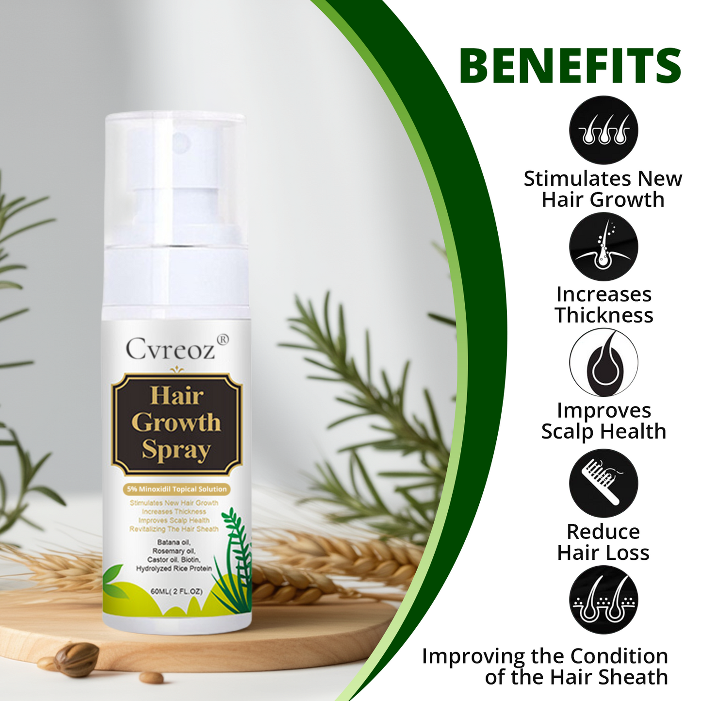 CVREOZ® Nourish & Flourish Hair Growth Spray + 5%Minoxidil